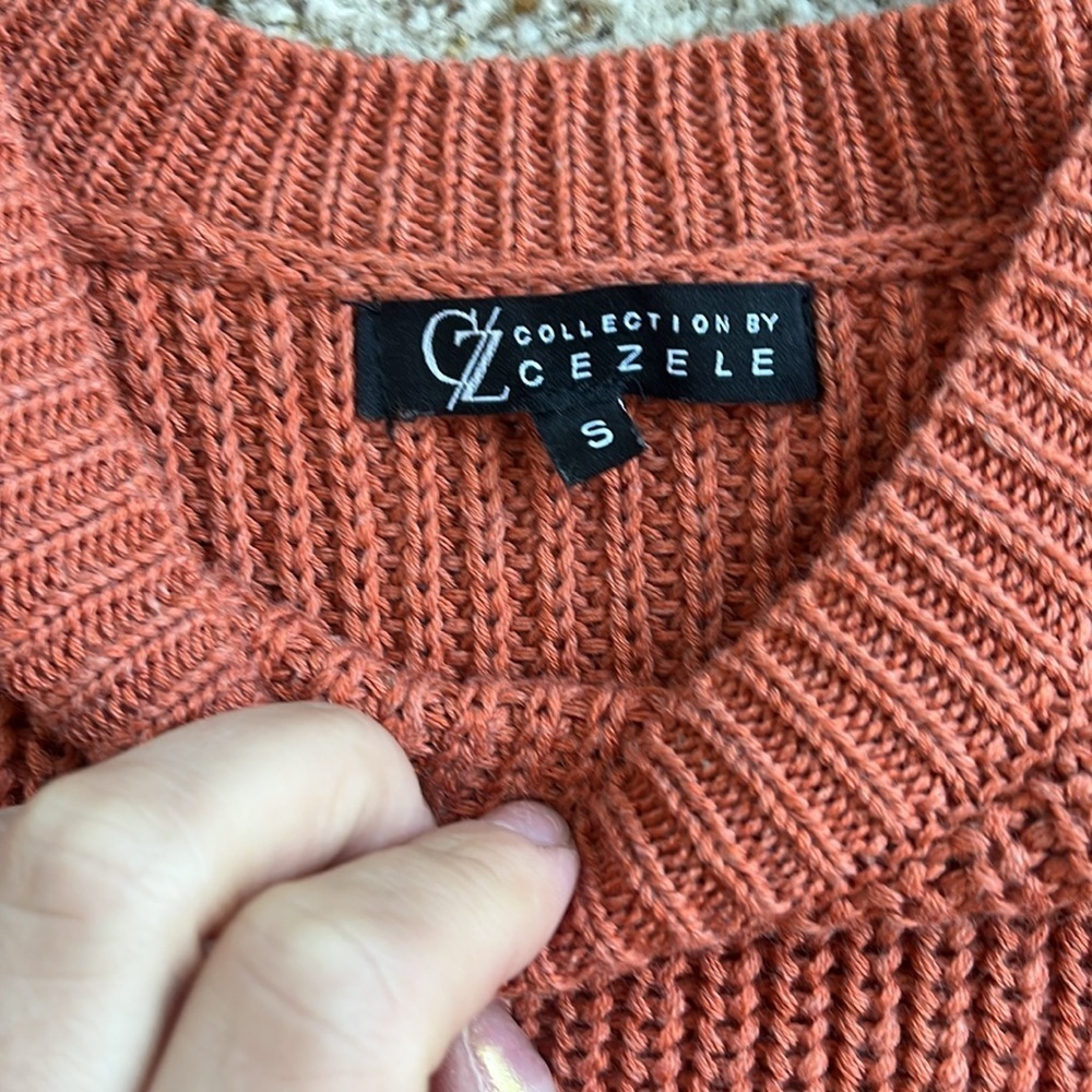 collections by celeze Women's coral Cold Shoulder Sweater - Picture 3 of 7